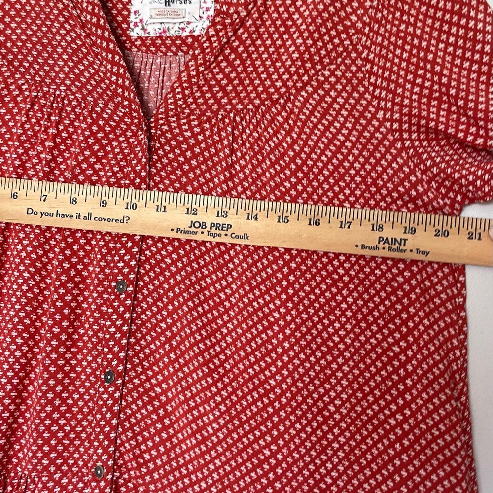 Anthropologie Holding Horses Small Pavin button-down tunic Rust Dot Print GUC - Picture 6 of 7